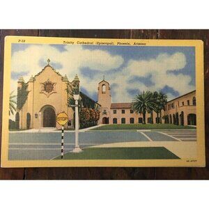 Postcard Trinity Episcopal Cathedral Phoenix AZ Vtg 1950 Linen C.T Art colortone